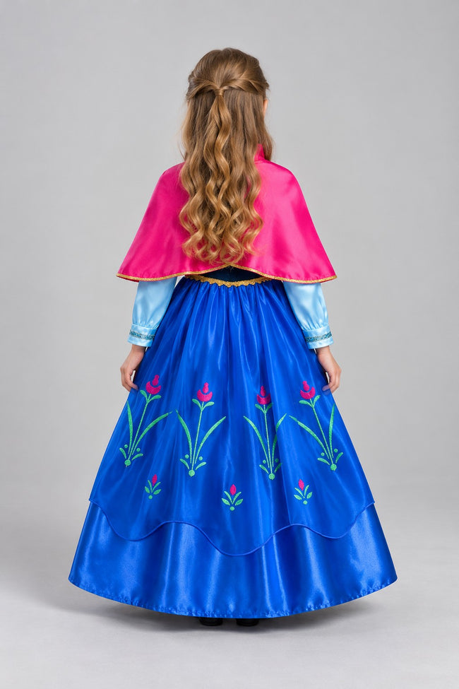 Rochie de prințesă cu pelerină roz – spate